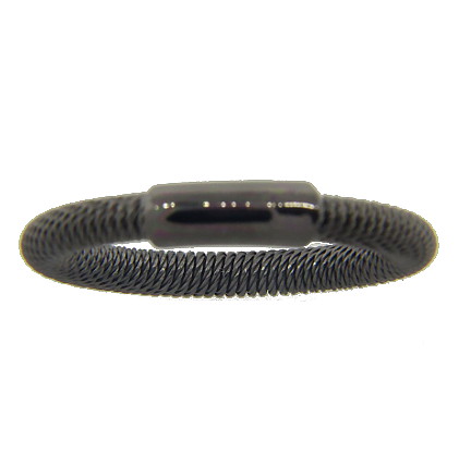 anillo oruga simple rodio negro